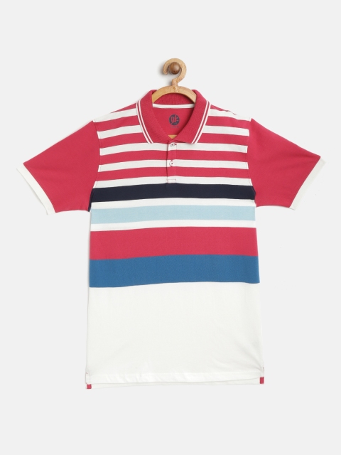 

YK Boys Pink & White Striped Polo Collar T-shirt