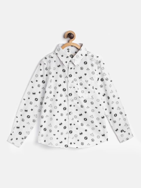 

YK Boys White & Black Regular Fit Superhero Print Casual Shirt