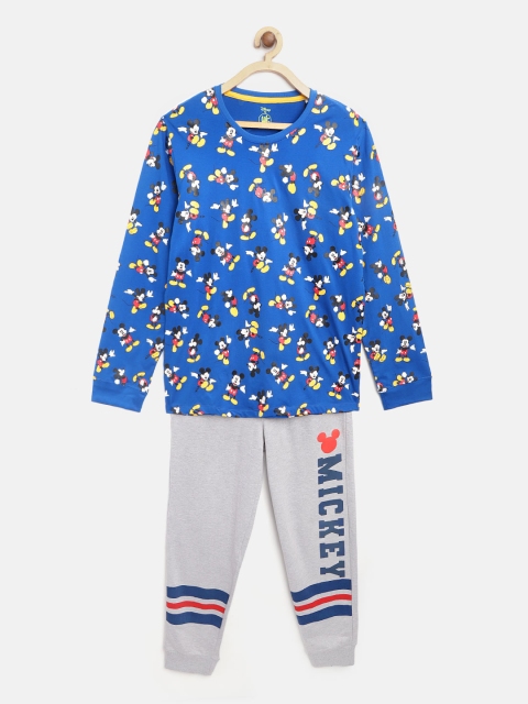 

YK Disney Boys Blue & Grey Melange T-shirt With Joggers
