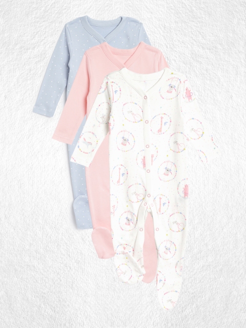 

YK Girls Pack of 3 Sleepsuits, Blue