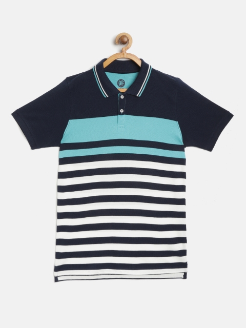 

YK Boys Blue & White Striped Polo Collar T-shirt