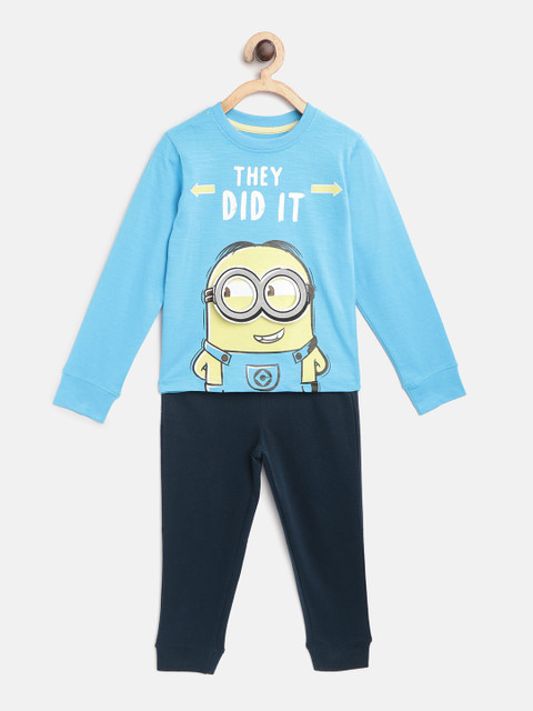 

YK Minion Boys Blue & Yellow Printed T-shirt with Joggers