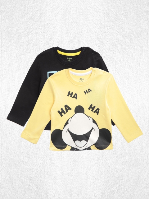 

YK Disney Boys Pack of 2 Mickey & Friends Printed Round Neck T-shirts, Yellow