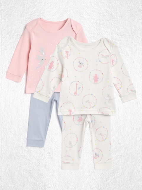 

YK Girls Pack of 2 Printed Clothing Sets, White