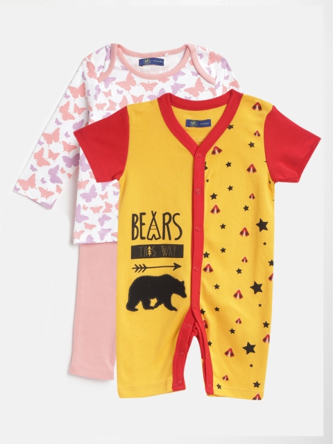 

YK Kids Pack of Printed Co-Ord Set & Rompers, White