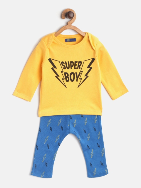 

YK Boys Yellow & Blue Thunder Print T-shirt with Pyjamas