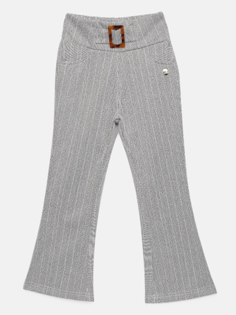 

Tiny Girl Grey Regular Fit Self-Striped Bootcut Trousers