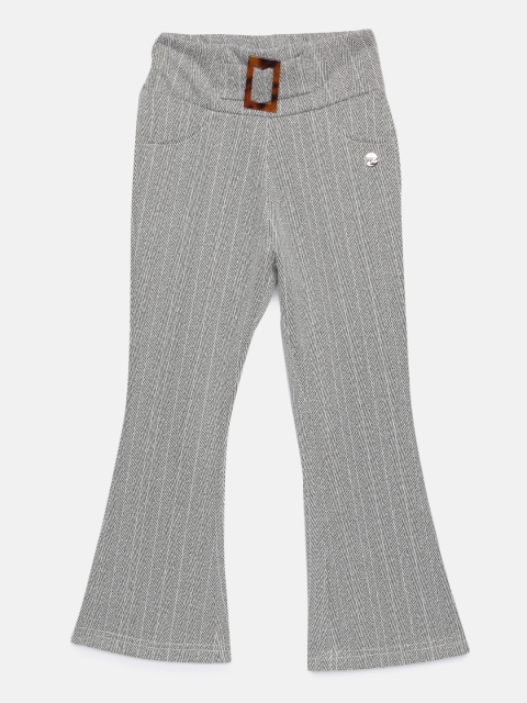 

Tiny Girl Brown Regular Fit Self-Striped Bootcut Trousers