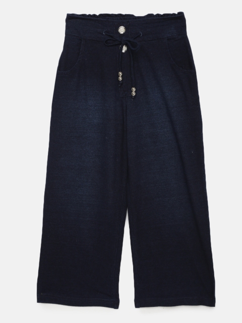 

Tiny Girl Girls Navy Blue Solid Straight Denim Palazzos