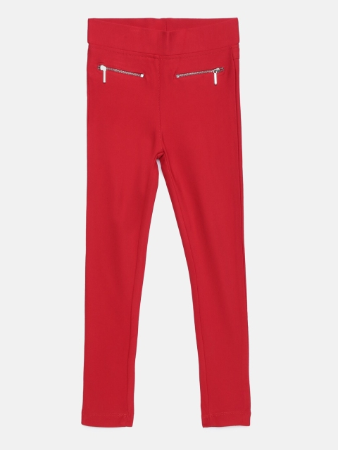 

Tiny Girl Red Solid Mid-Rise Jeggings