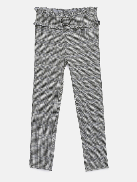 

Tiny Girl Grey & Navy Blue Checked Mid-Rise Jeggings