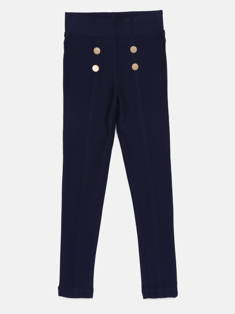 

Tiny Girl Navy Blue Solid Skinny Fit Jeggings