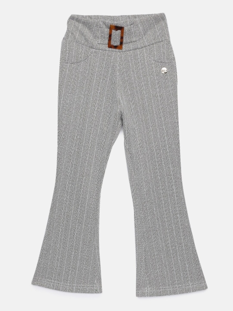 

Tiny Girl Brown Regular Fit Self-Striped Bootcut Trousers