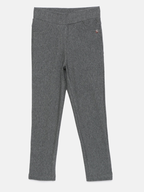 

Tiny Girl Grey Melange Solid Mid-Rise Jeggings