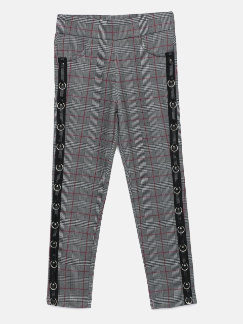 

Tiny Girl Grey & Red Checked Mid-Rise Jeggings