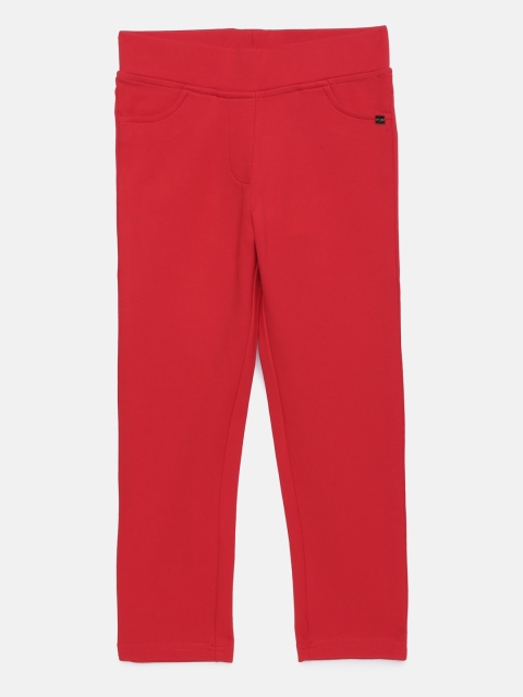 

Tiny Girl Red Solid Mid-Rise Jeggings
