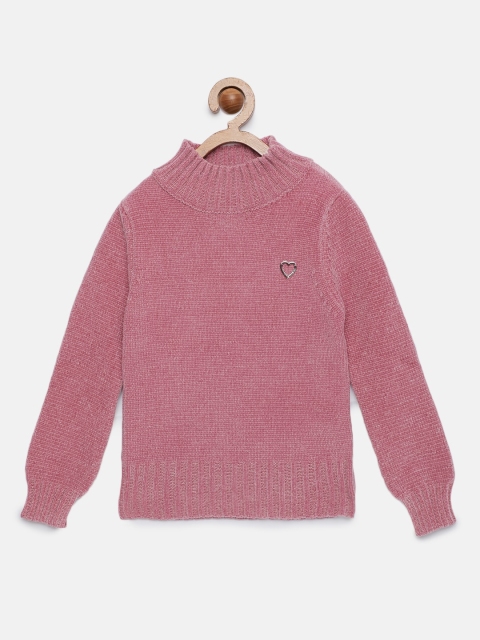 

Tiny Girl Peach-Coloured Self Design Pullover Sweater