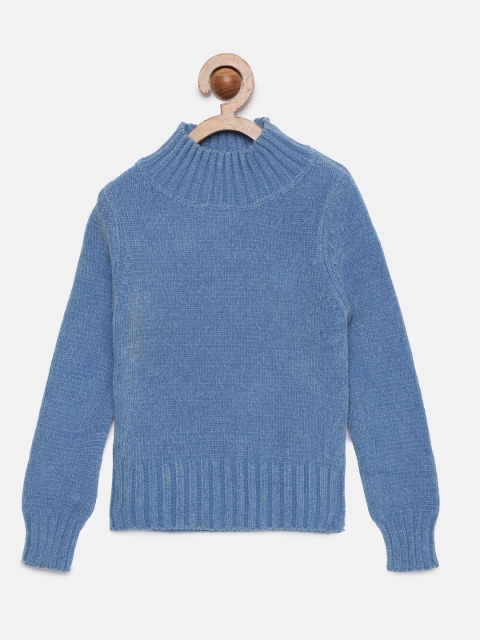 

Tiny Girl Blue Self Design Pullover Sweater