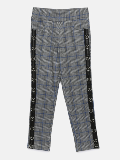 

Tiny Girl Grey & Blue Checked Mid-Rise Jeggings