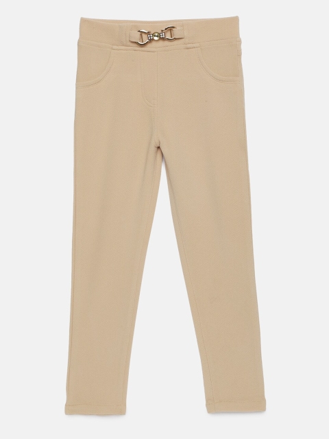 

Tiny Girl Beige Solid Skinny Fit Jeggings