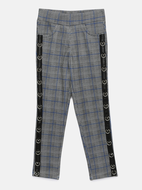 

Tiny Girl Grey & Blue Checked Mid-Rise Jeggings