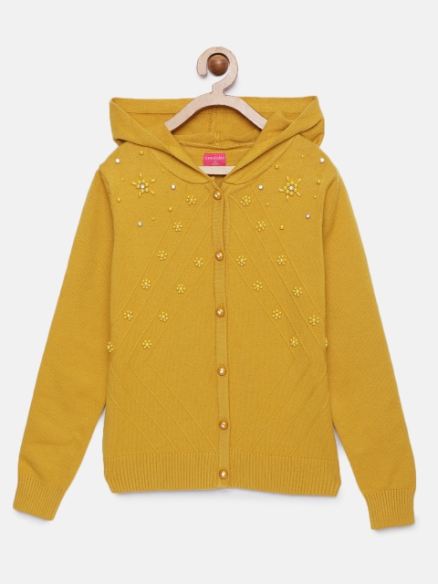 

Tiny Girl Mustard-Yellow Solid Front-Open Sweater