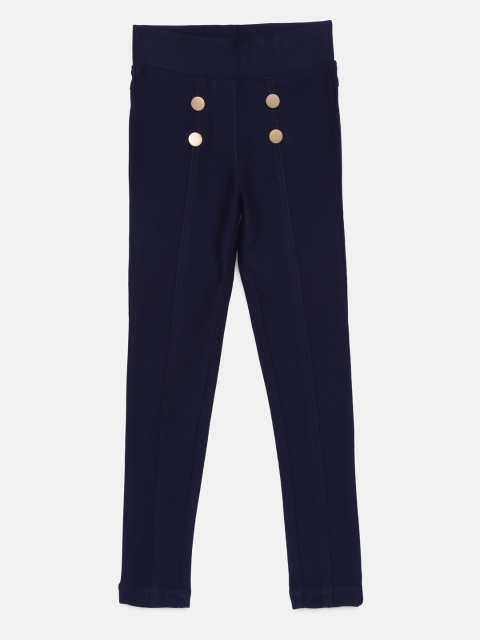 

Tiny Girl Navy Blue Solid Skinny Fit Jeggings