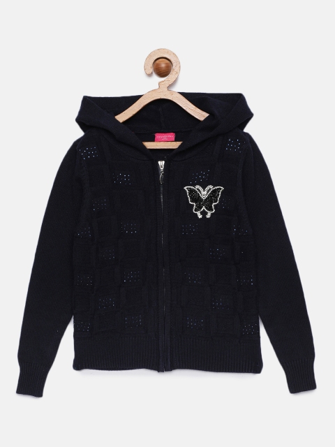 

Tiny Girl Navy Blue Embellished Front-Open Sweater