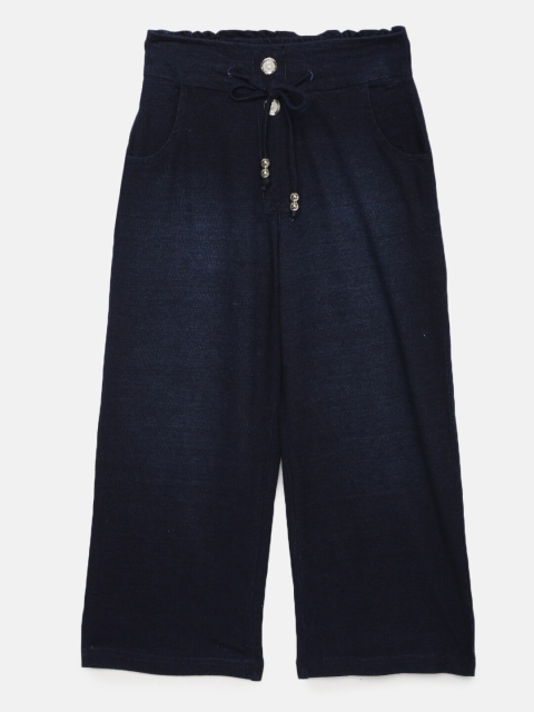 

Tiny Girl Navy Blue Solid Straight Denim Palazzos