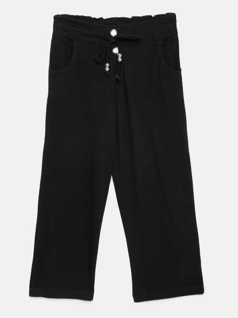 

Tiny Girl Black Solid Straight Palazzos