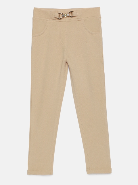 

Tiny Girl Beige Solid Skinny Fit Jeggings
