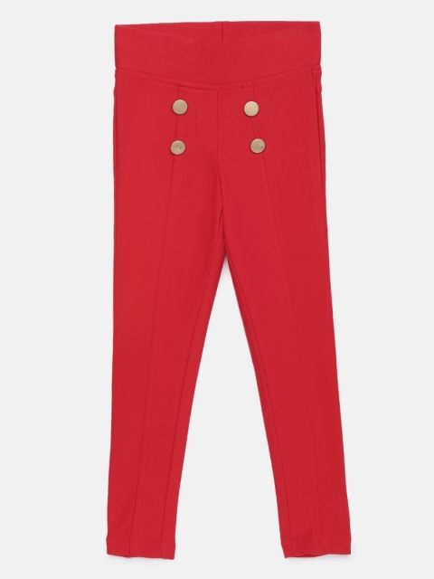 

Tiny Girl Red Solid Mid-Rise Jeggings