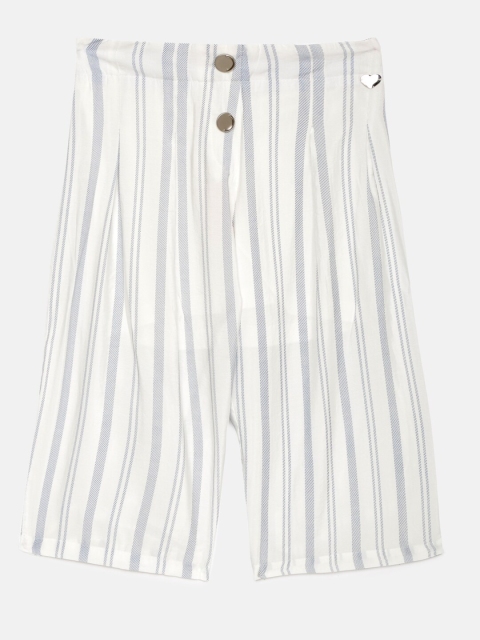 

Tiny Girl White & Navy Blue Striped Wide Leg Palazzos