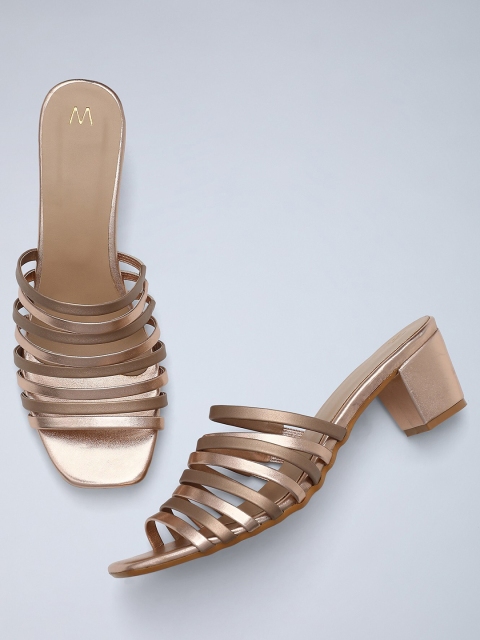 

W Women Gold-Toned Solid Block Heels