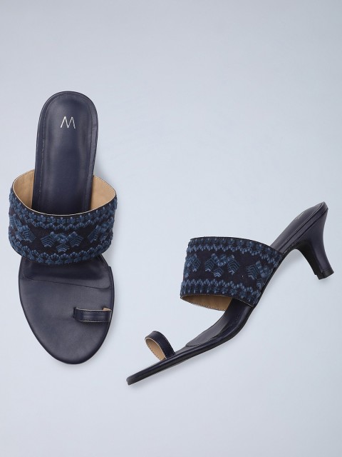 

W Women Blue Woven Design Kitten Heels