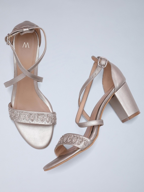 

W Women Silver-Toned Embroidered Heels