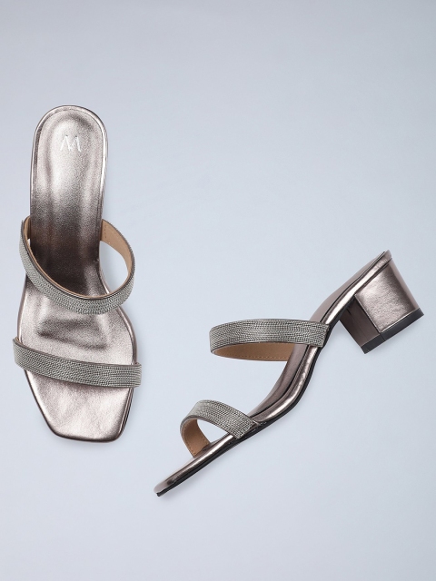 

W Women Silver-Toned Solid Block Heels
