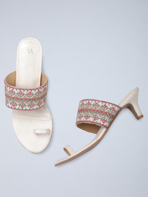 

W Women Beige Woven Design Kitten Heels