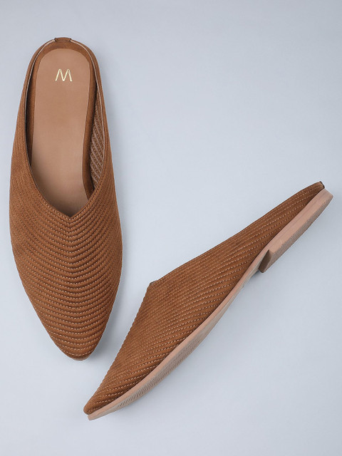 

W Women Brown Solid Suede Mules