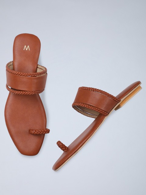 

W Women Brown Solid Open Toe Flats