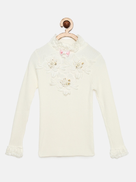 

Tiny Girl Off-White Embellished Ribbed Top