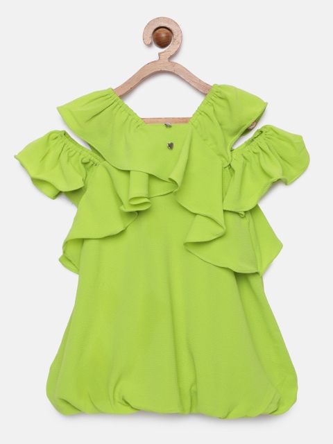 

Tiny Girl Girls Green Solid Cold-Shoulder Top