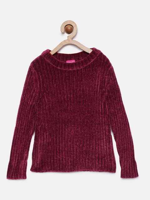 

Tiny Girl Girls Maroon Self Design Top