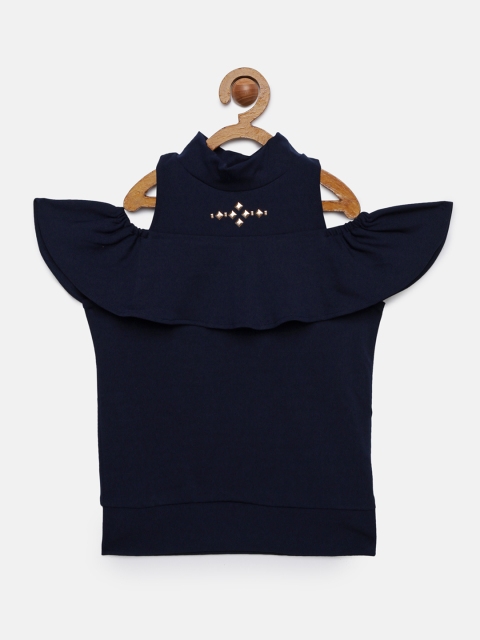 

Tiny Girl Navy Blue Solid Top