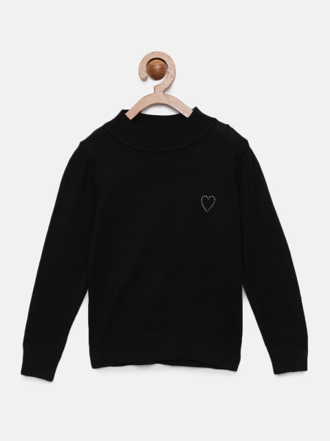 

Tiny Girl Black Solid Pullover Sweater
