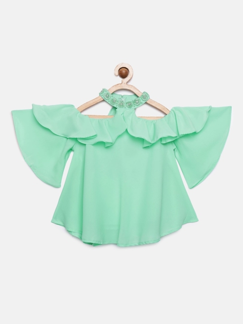 

Tiny Girl Green Solid A-Line Top