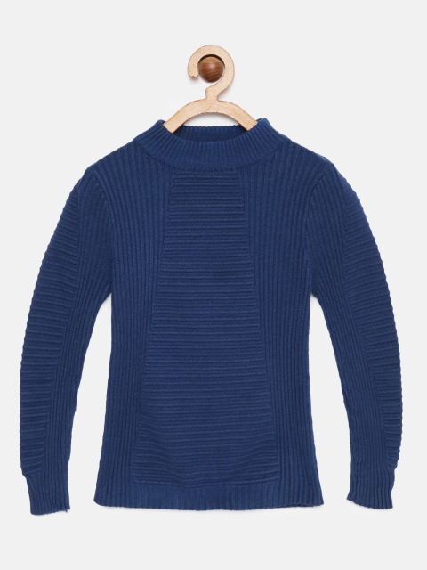 

Tiny Girl Navy Blue Self-Striped Pullover Sweater