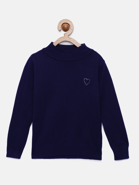 

Tiny Girl Navy Blue Solid Pullover