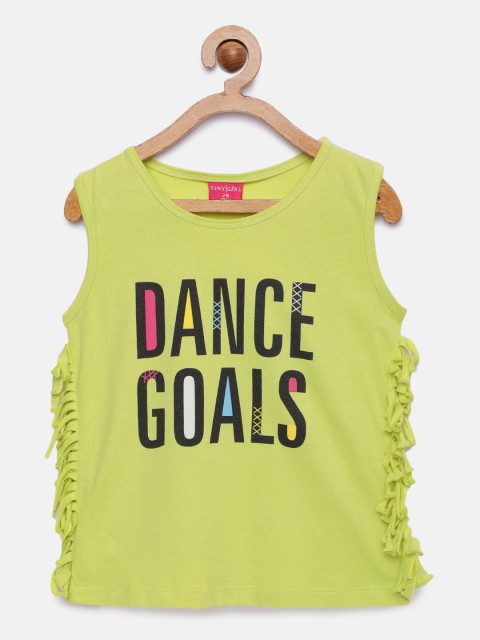 

Tiny Girl Chartreuse Green Printed Tank Top