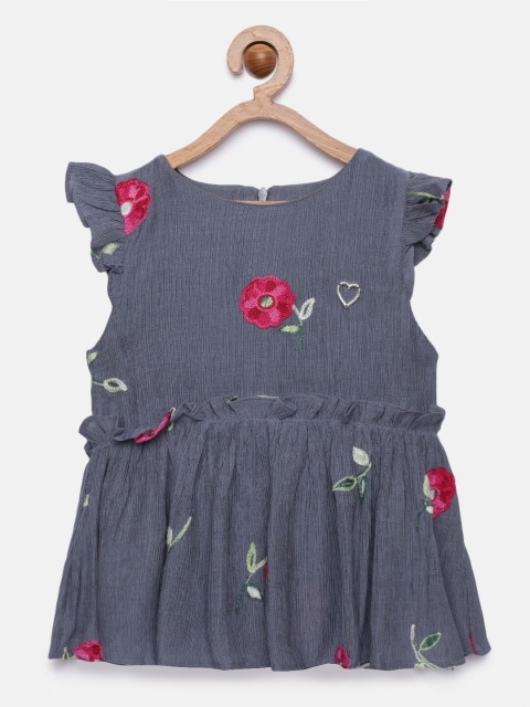 

Tiny Girl Girls Grey Embroidered Fit and Flare Dress